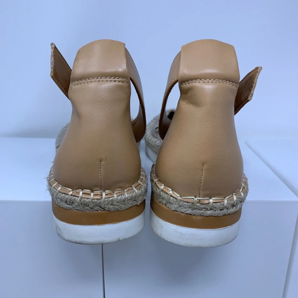 a.n.a Womens 9.5 Tan Ankle Strap Espadrille Flat Sandals